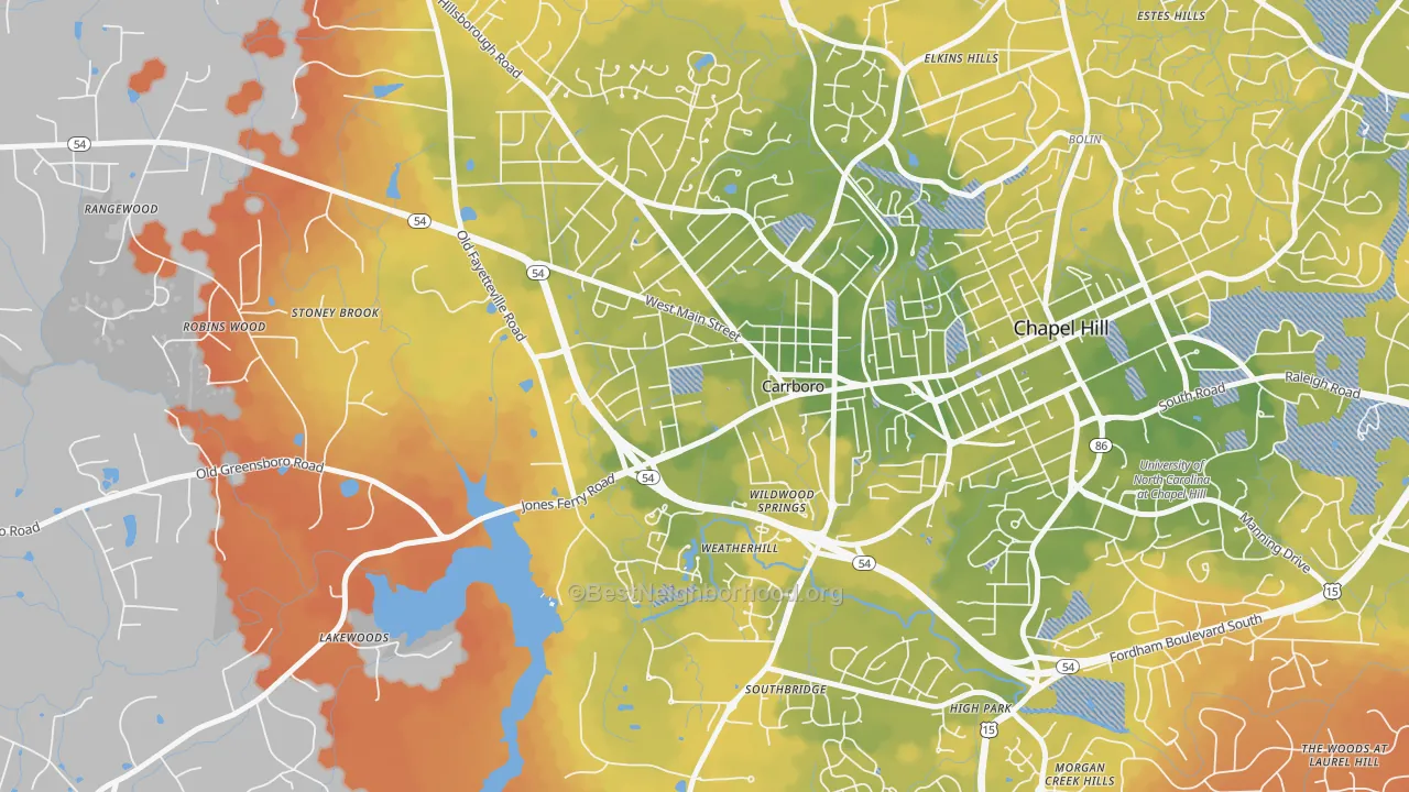 Bike Grade map of 27510, NC