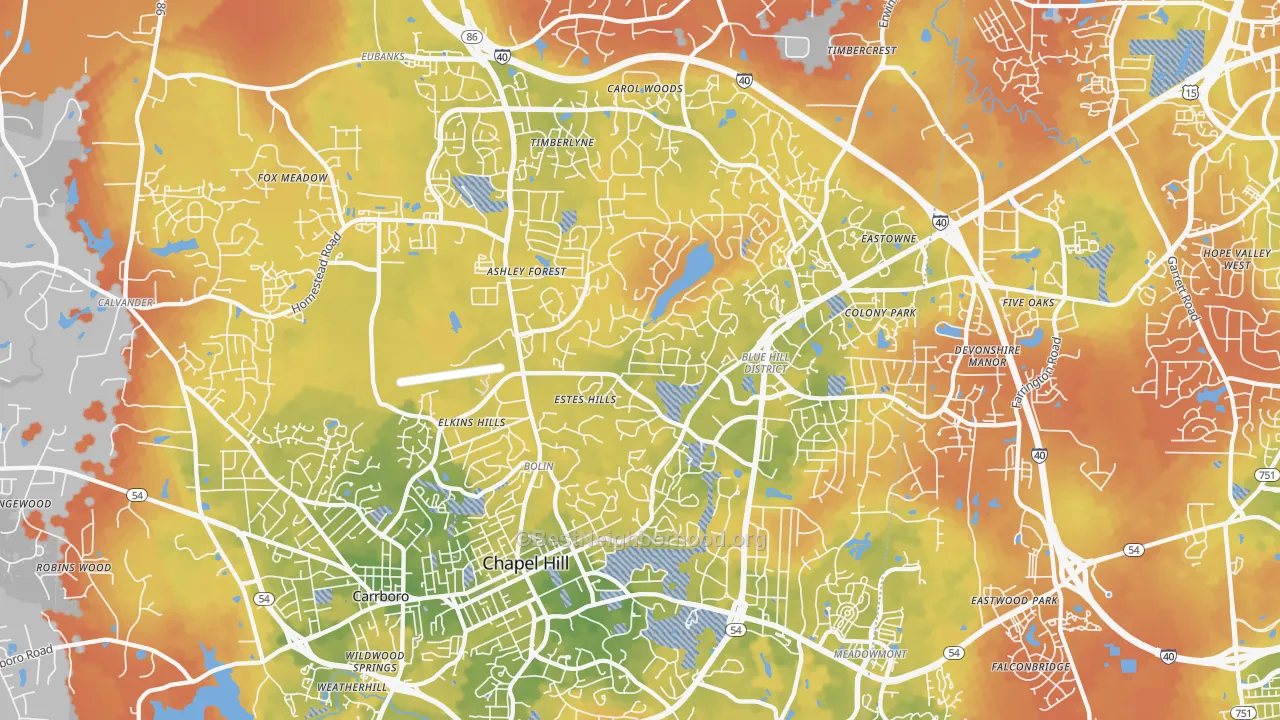 Bike Grade map of 27514, NC