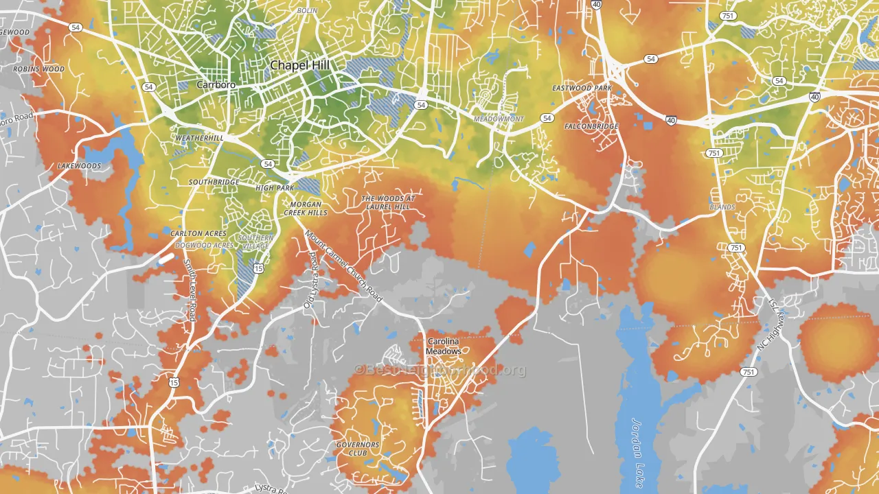 Bike Grade map of 27517, NC
