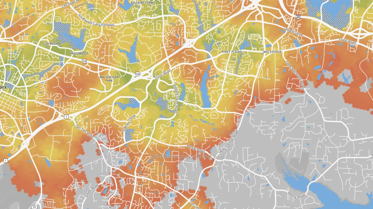 Bike Grade map of 27518, NC