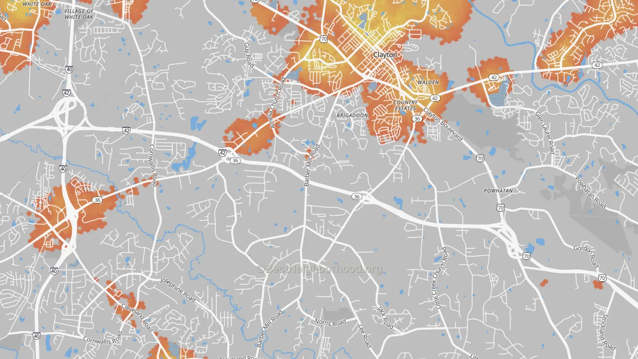 Bike Grade map of 27520, NC