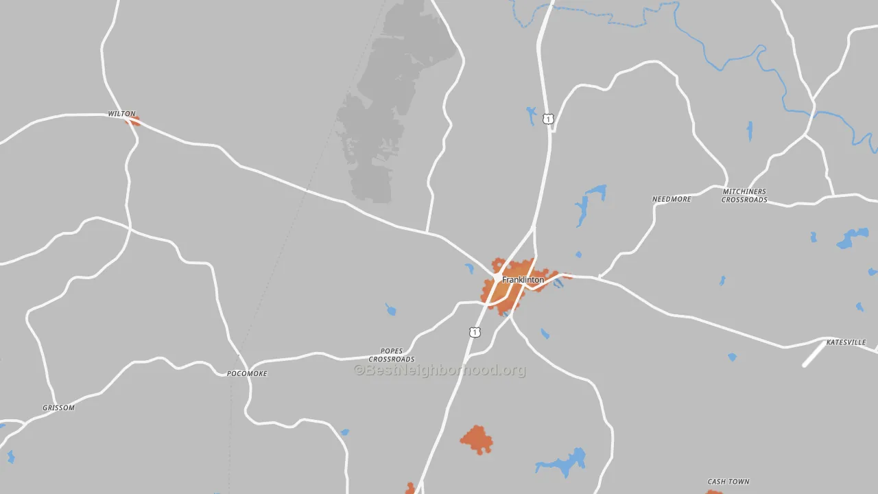 Bike Grade map of 27525, NC