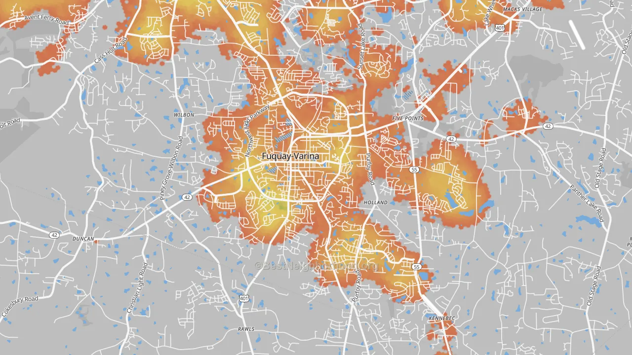 Bike Grade map of 27526, NC