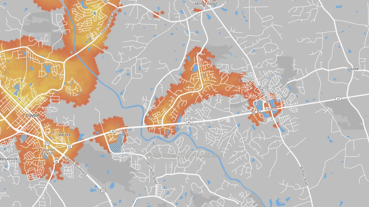 Bike Grade map of 27527, NC