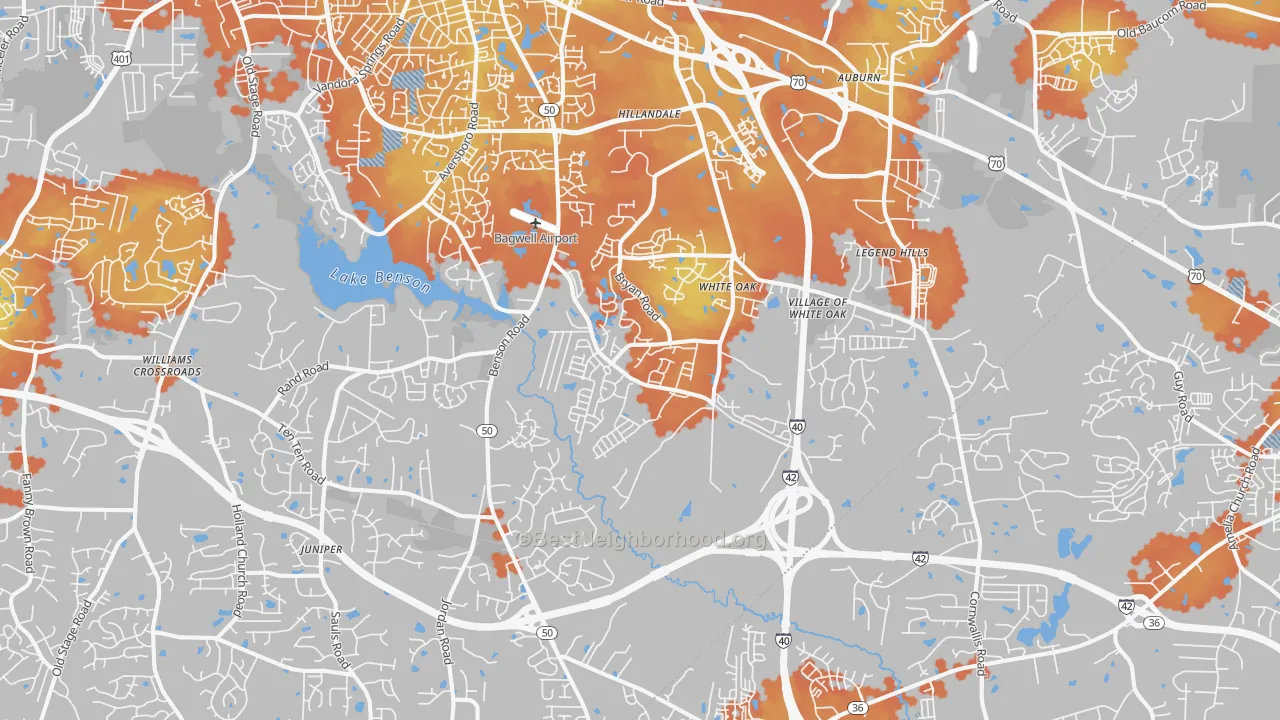 Bike Grade map of 27529, NC
