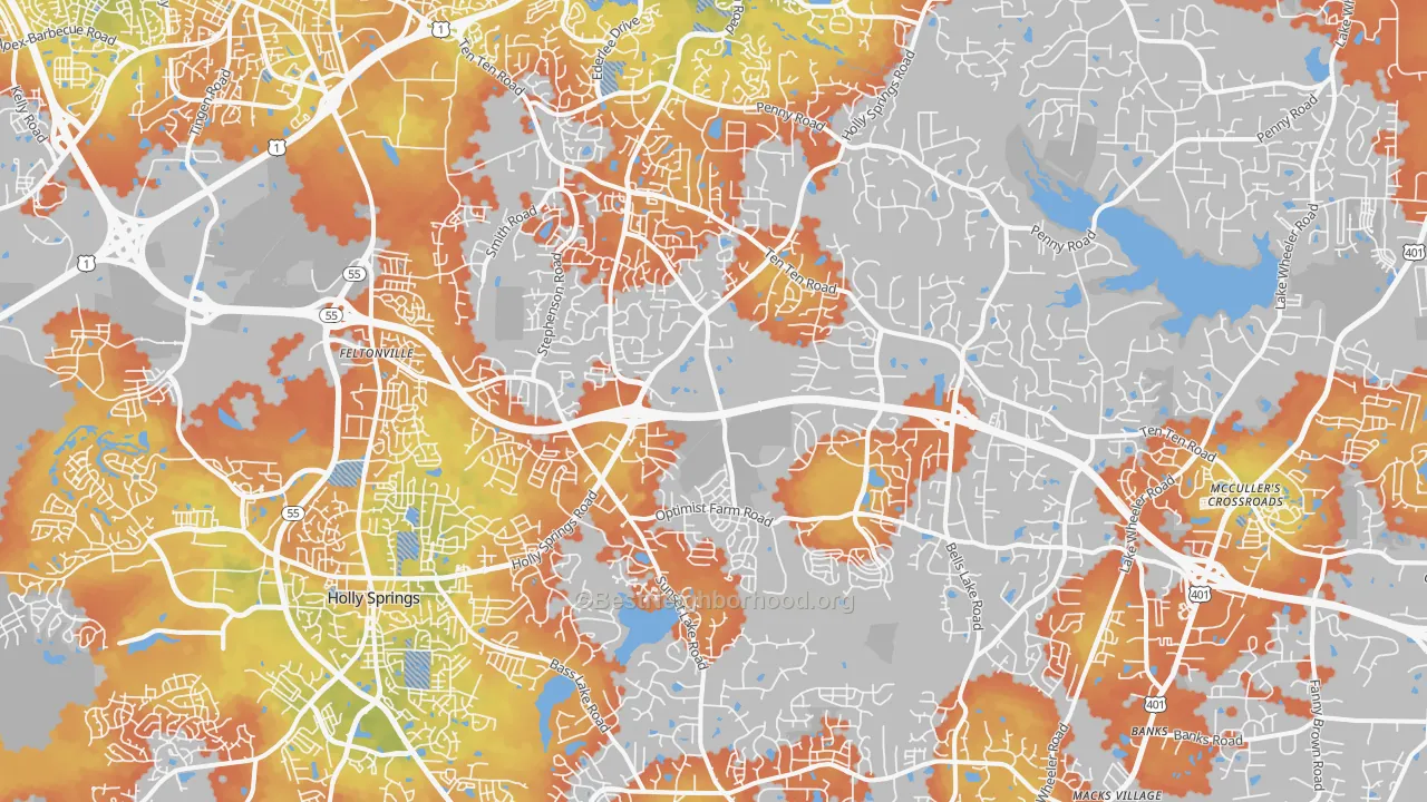 Bike Grade map of 27539, NC