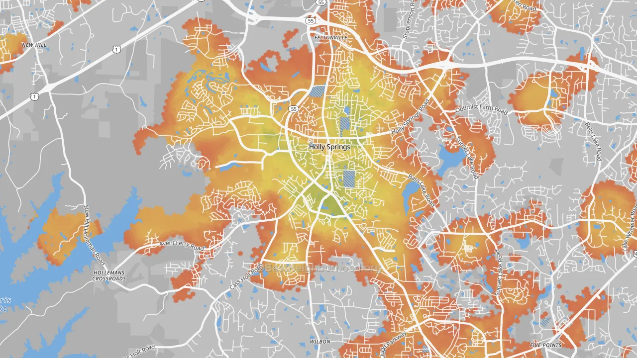 Bike Grade map of 27540, NC