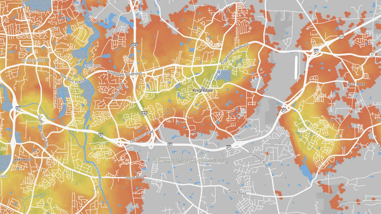Bike Grade map of 27545, NC