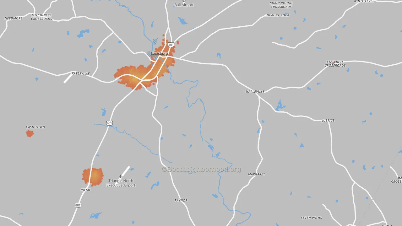Bike Grade map of 27549, NC