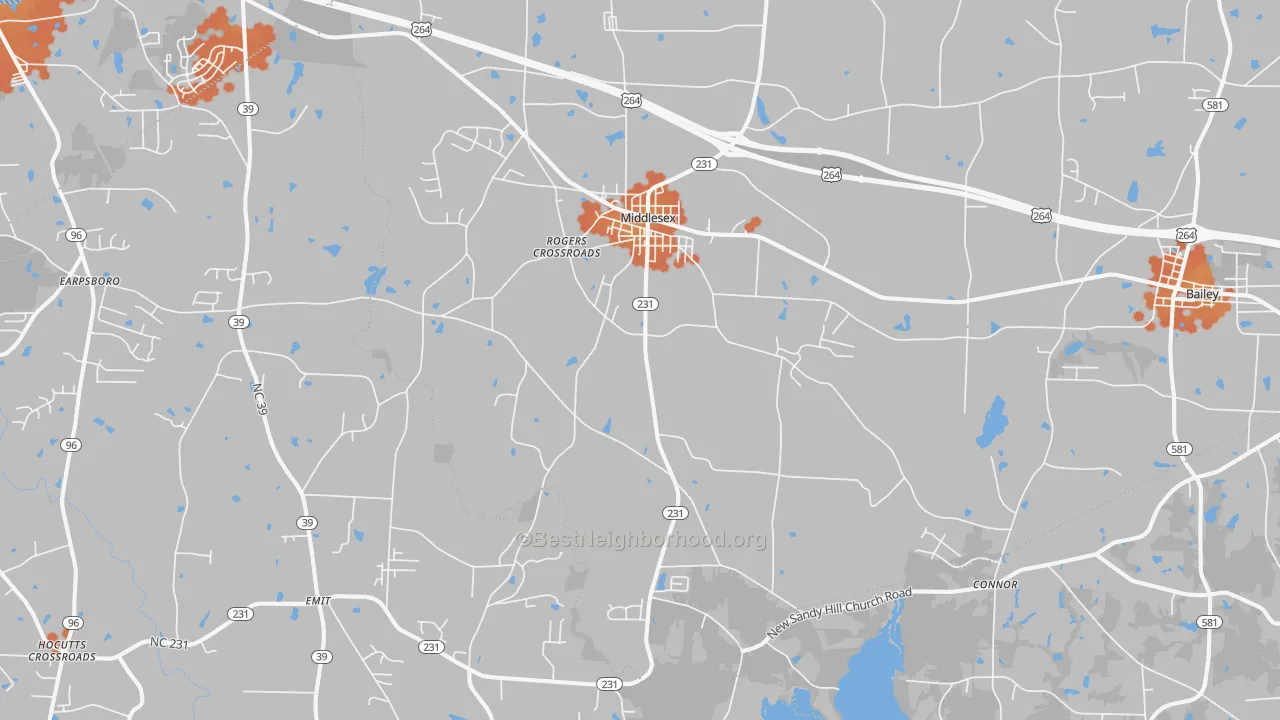 Bike Grade map of 27557, NC