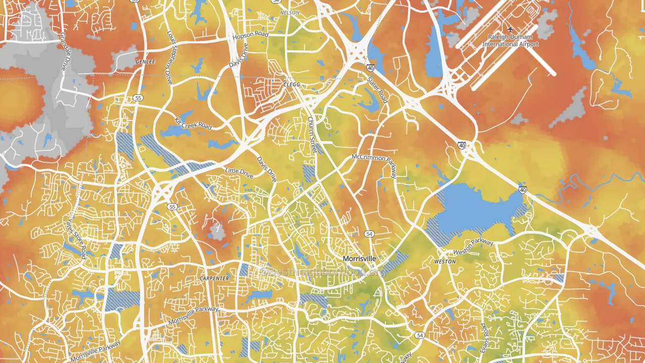Bike Grade map of 27560, NC