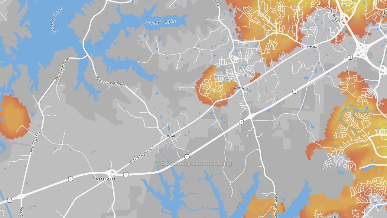 Bike Grade map of 27562, NC
