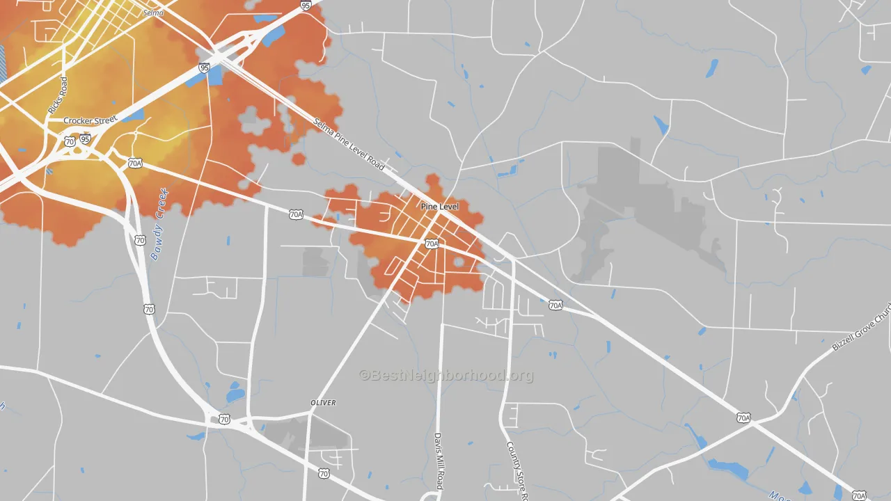 Bike Grade map of 27568, NC