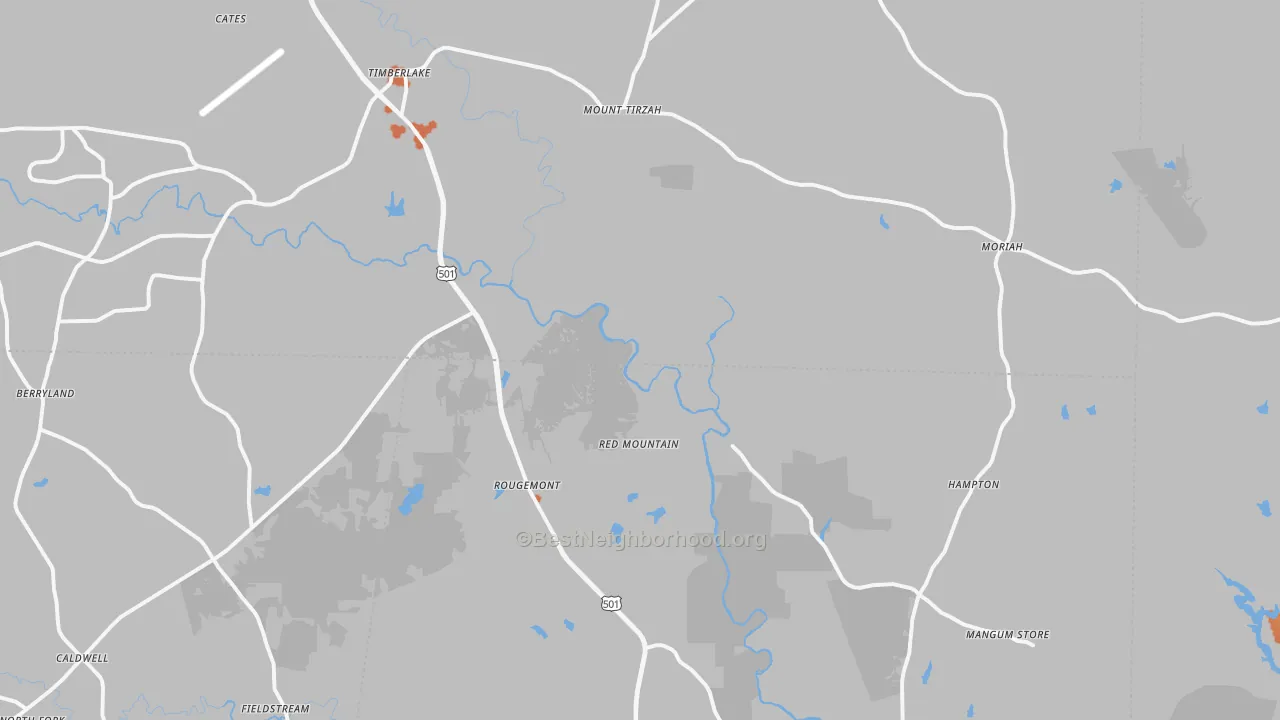Bike Grade map of 27572, NC