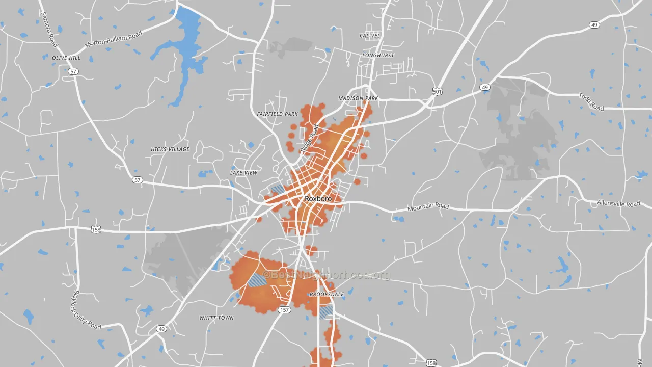 Bike Grade map of 27573, NC