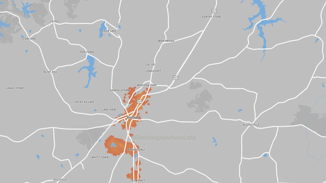 Bike Grade map of 27574, NC