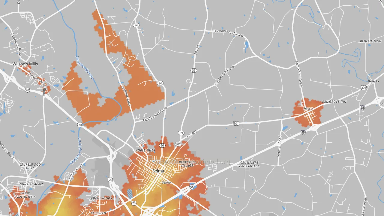 Bike Grade map of 27576, NC