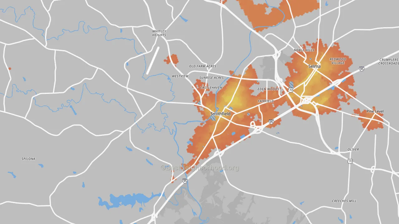Bike Grade map of 27577, NC