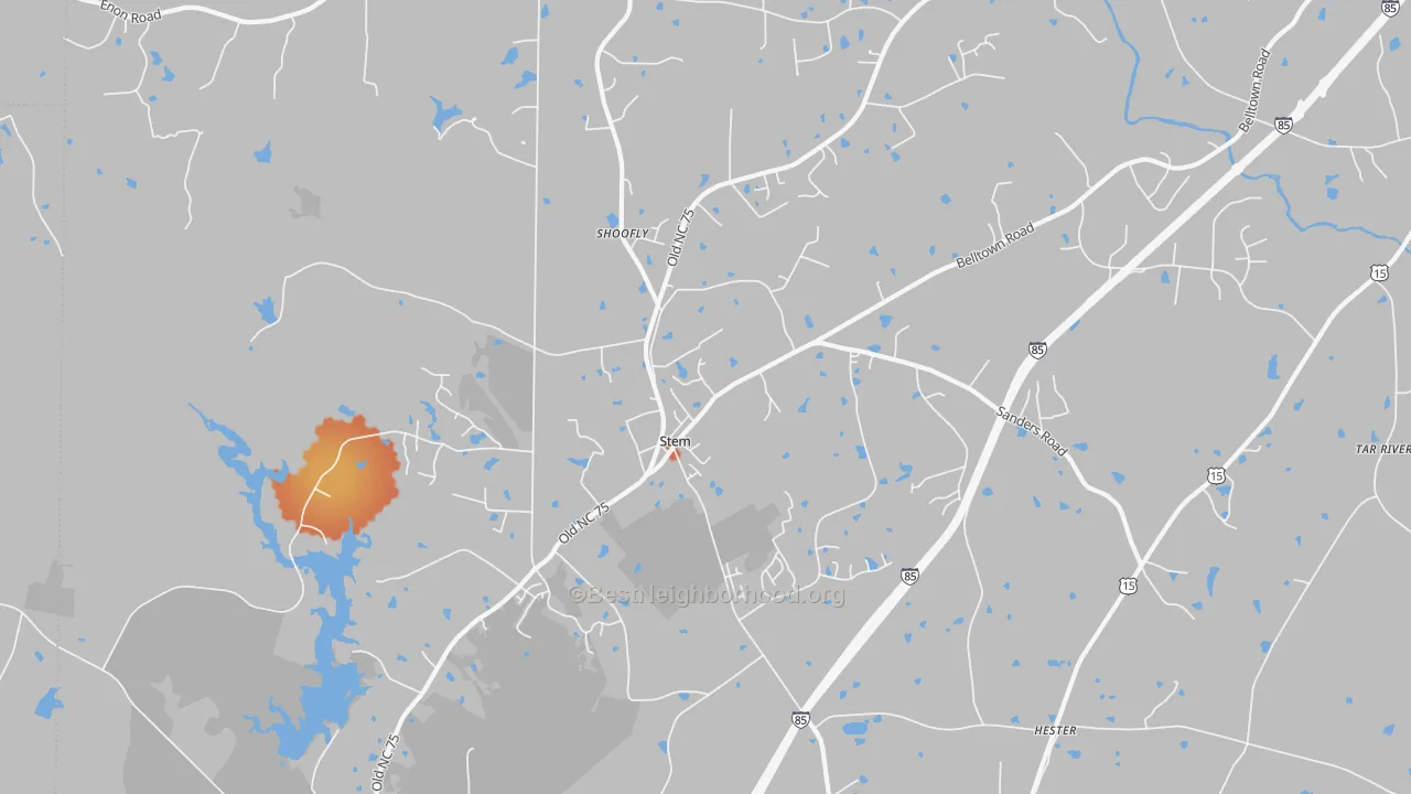 Bike Grade map of 27581, NC