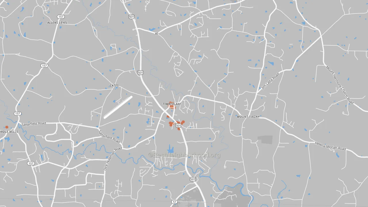 Bike Grade map of 27583, NC