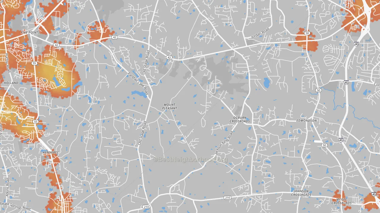 Bike Grade map of 27592, NC