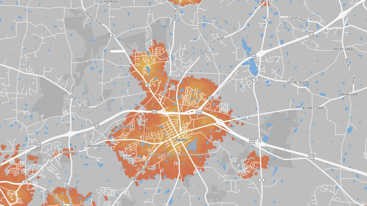 Bike Grade map of 27597, NC