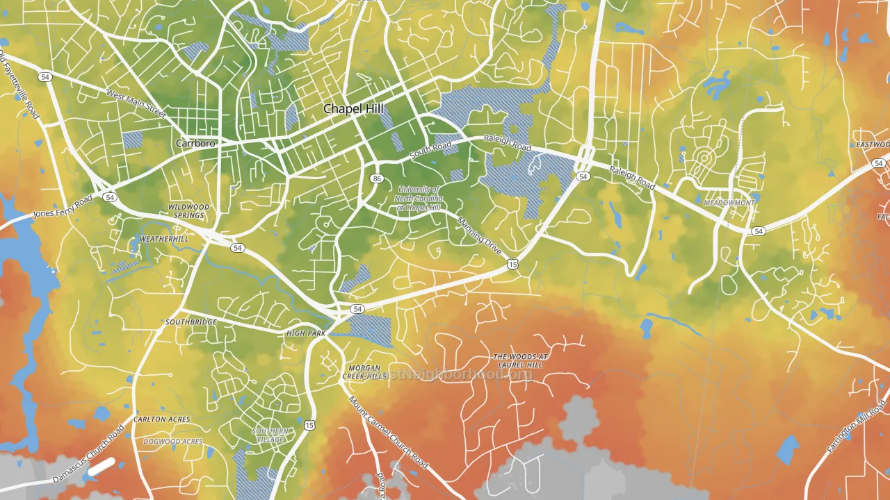 Bike Grade map of 27599, NC