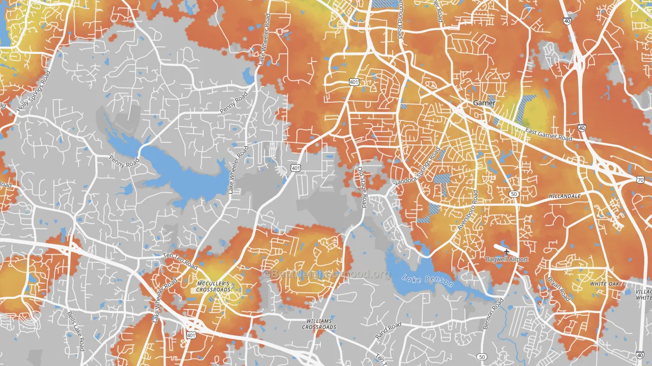 Bike Grade map of 27603, NC
