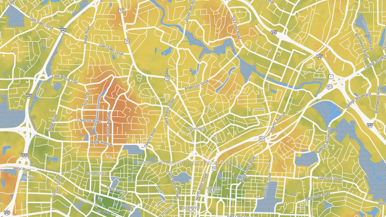 Bike Grade map of 27608, NC