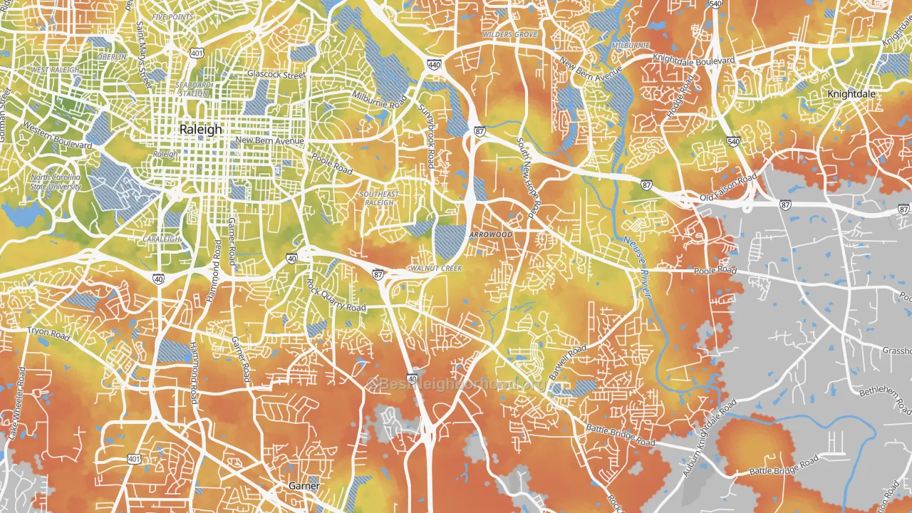 Bike Grade map of 27610, NC