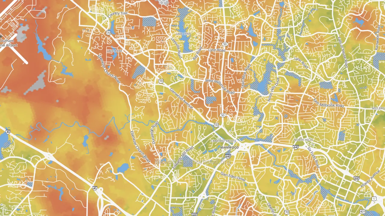 Bike Grade map of 27612, NC