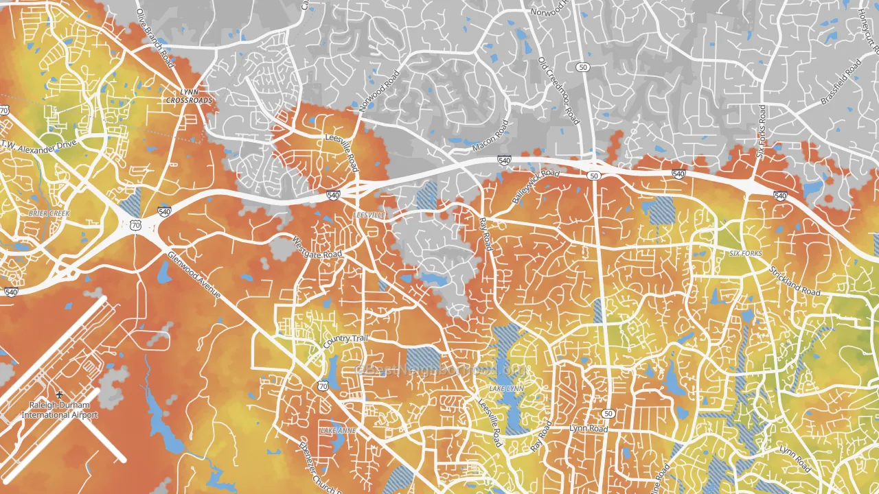 Bike Grade map of 27613, NC