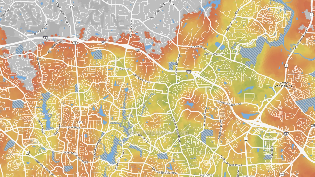 Bike Grade map of 27615, NC