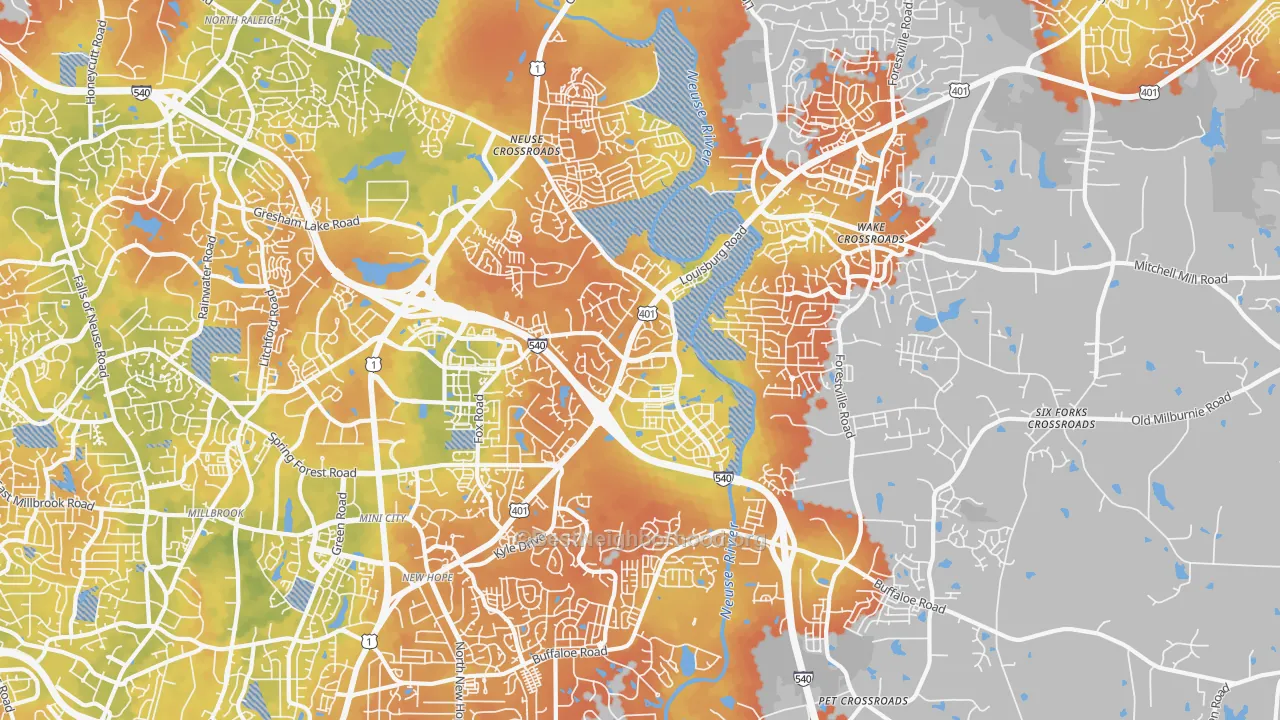 Bike Grade map of 27616, NC
