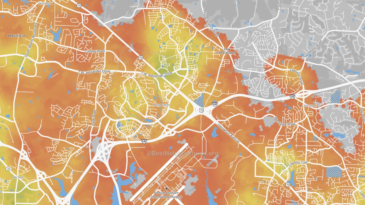 Bike Grade map of 27617, NC