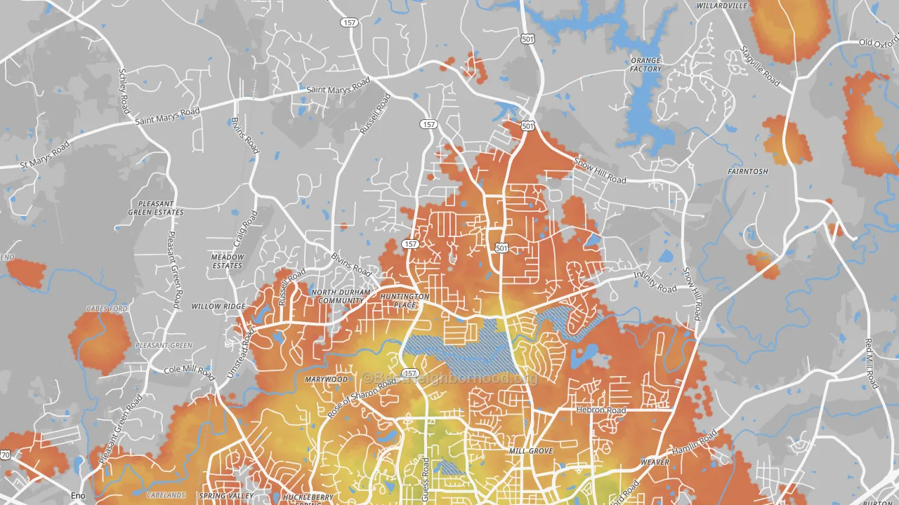 Bike Grade map of 27712, NC