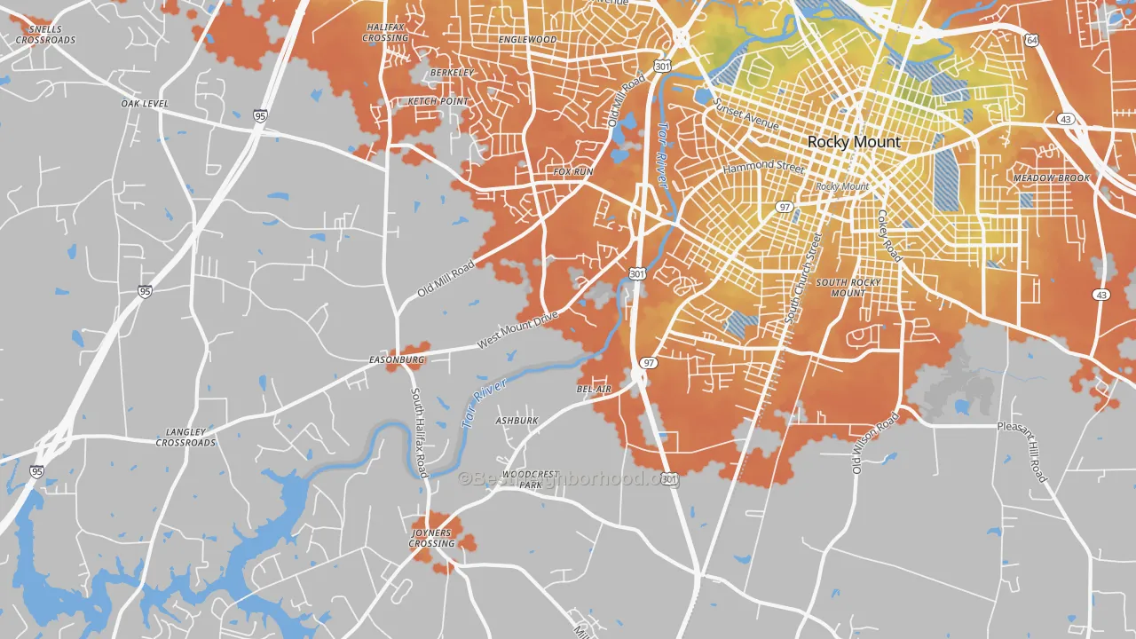 Bike Grade map of 27803, NC