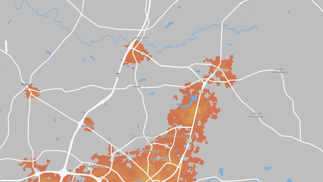 Bike Grade map of 27809, NC