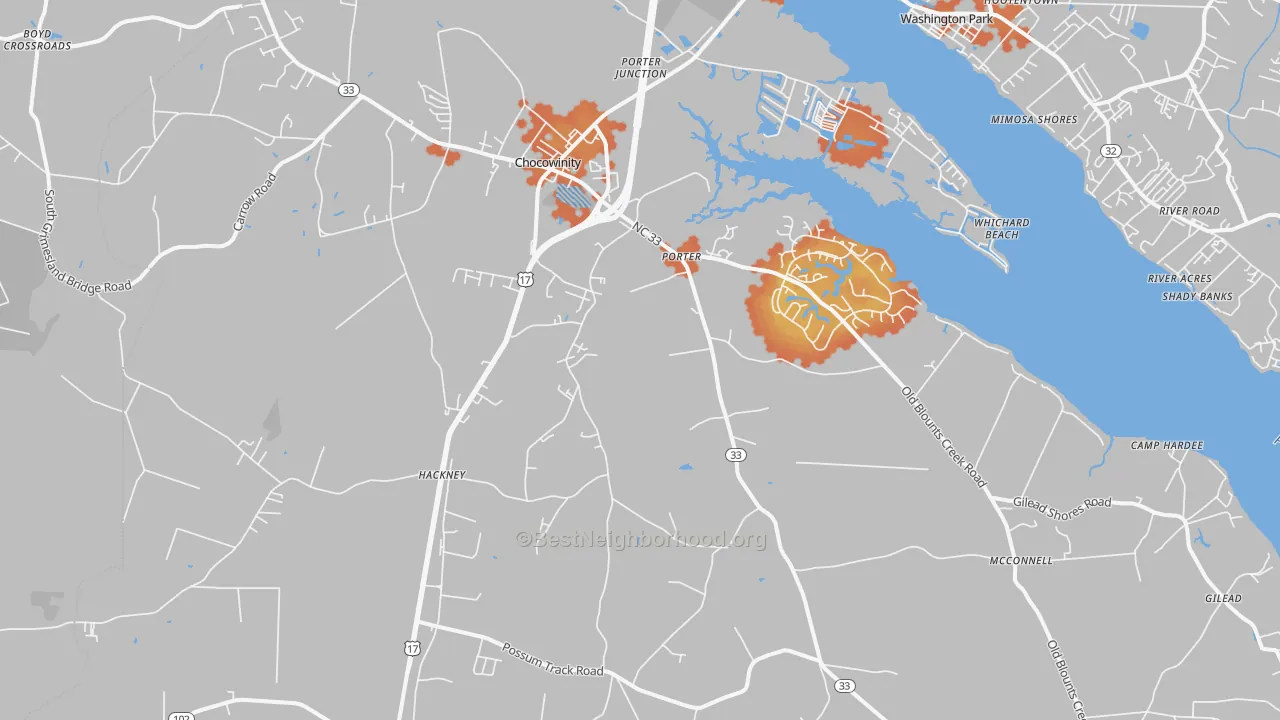 Bike Grade map of 27817, NC