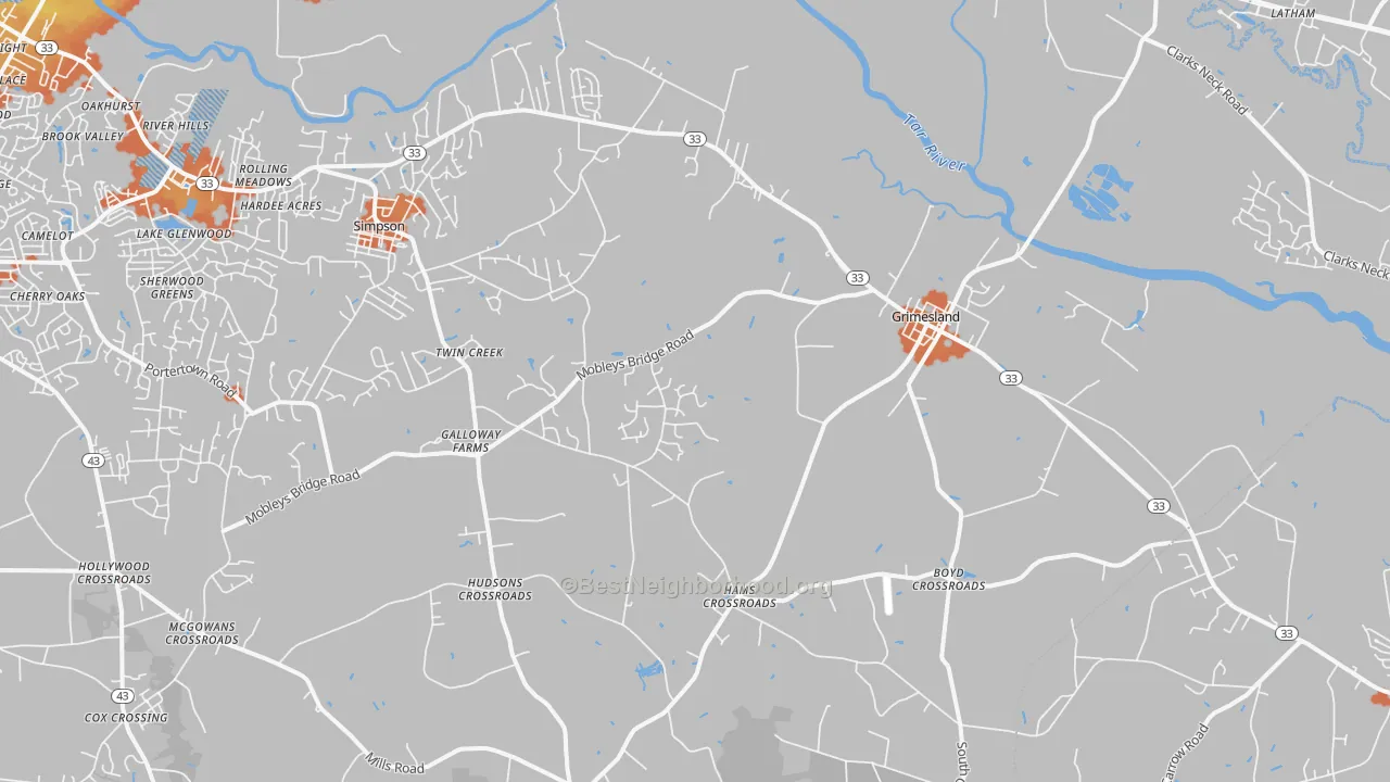 Bike Grade map of 27837, NC