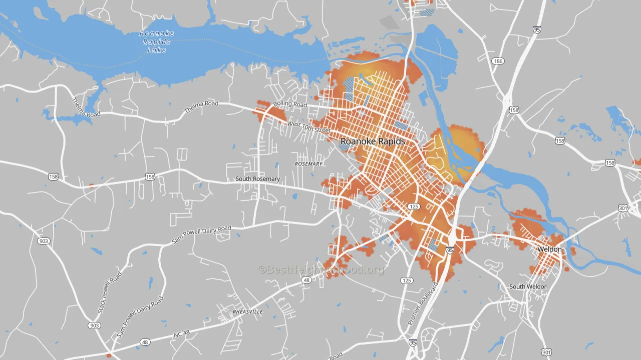 Bike Grade map of 27870, NC