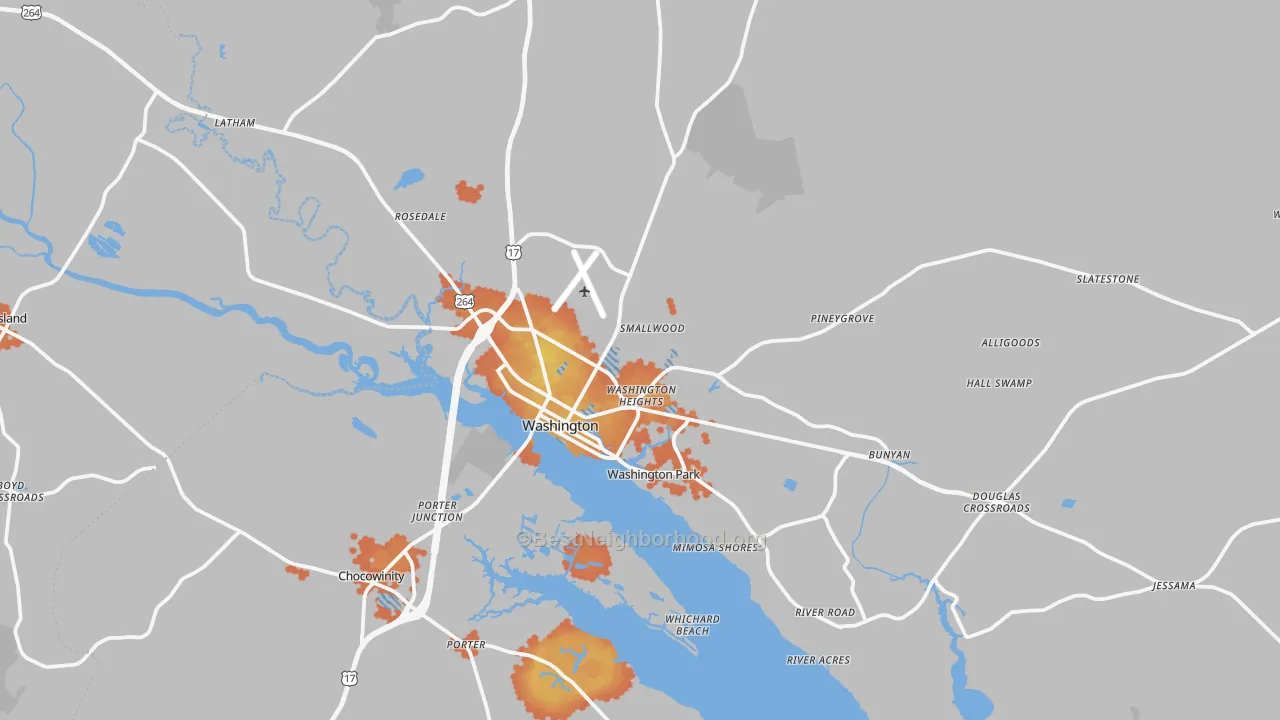 Bike Grade map of 27889, NC
