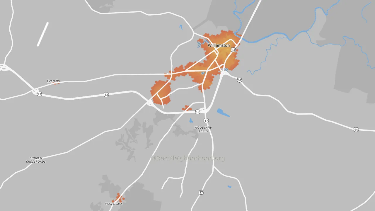 Bike Grade map of 27892, NC