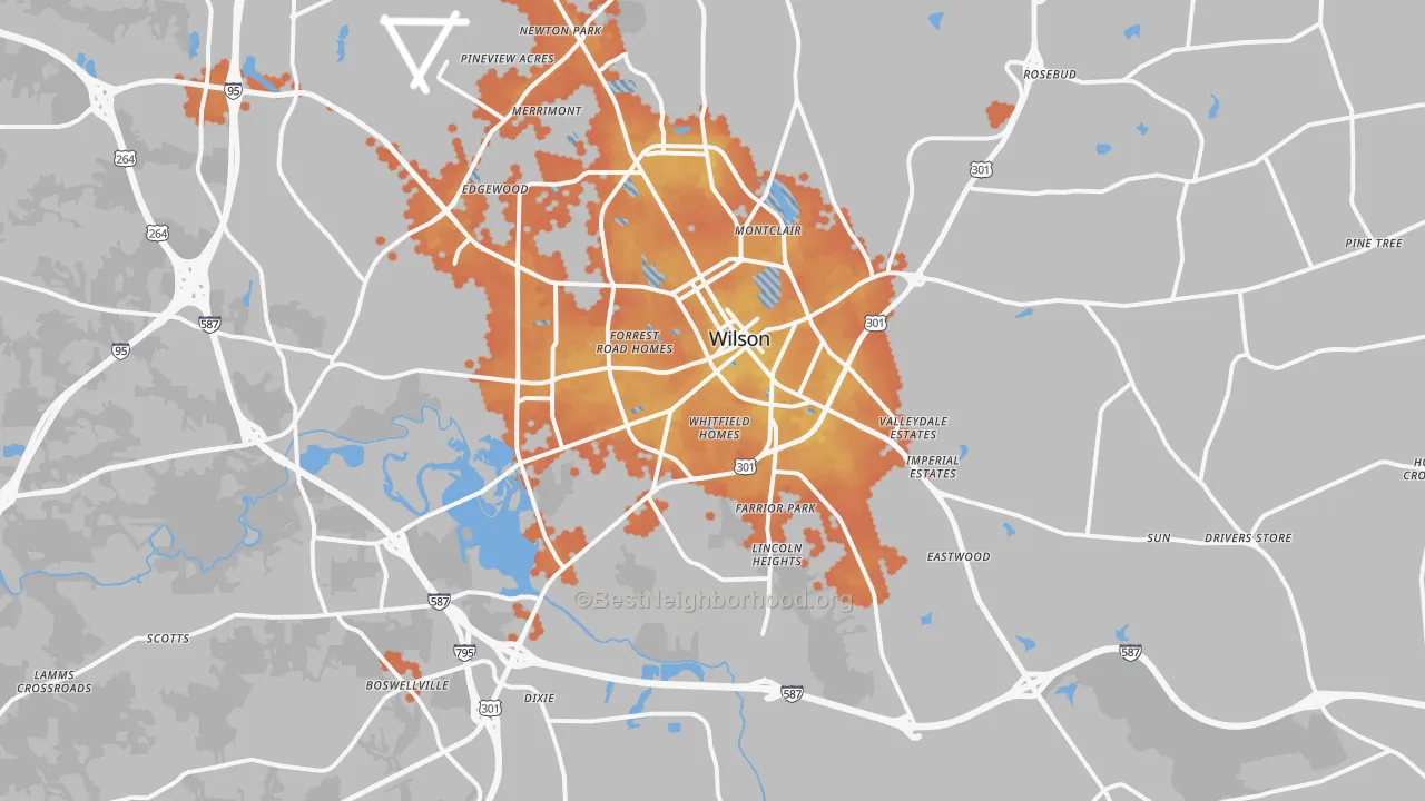 Bike Grade map of 27893, NC