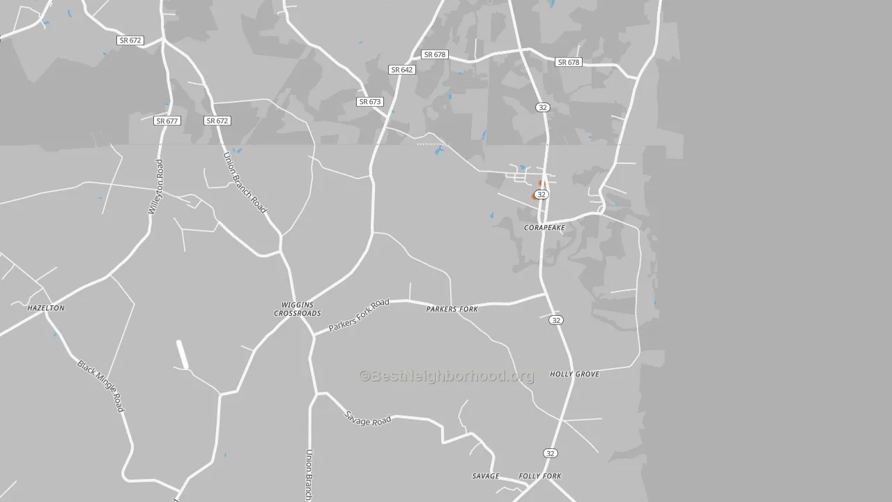 Bike Grade map of 27926, NC