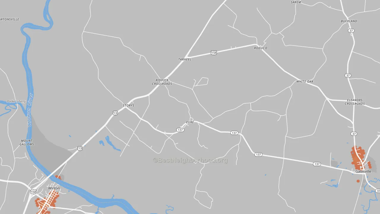 Bike Grade map of 27935, NC