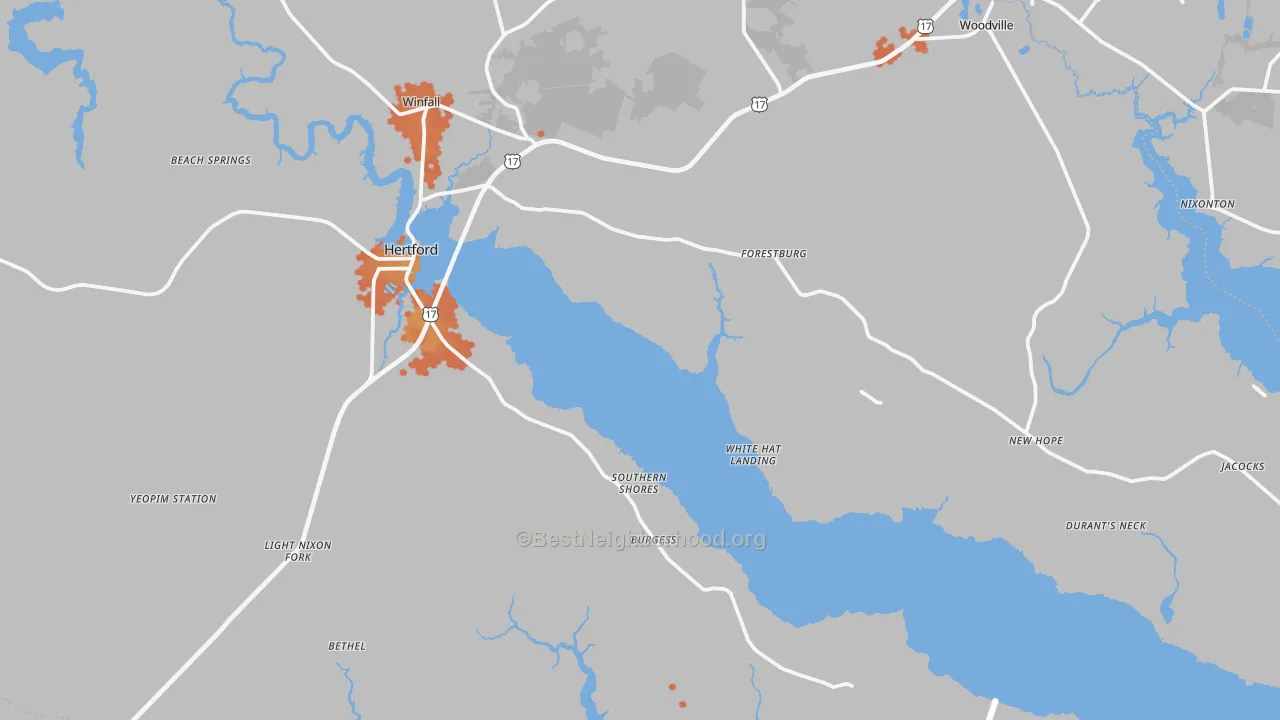 Bike Grade map of 27944, NC