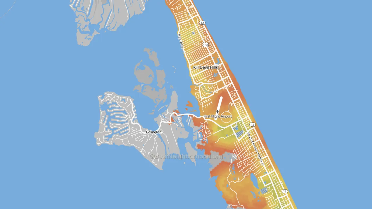 Bike Grade map of 27948, NC