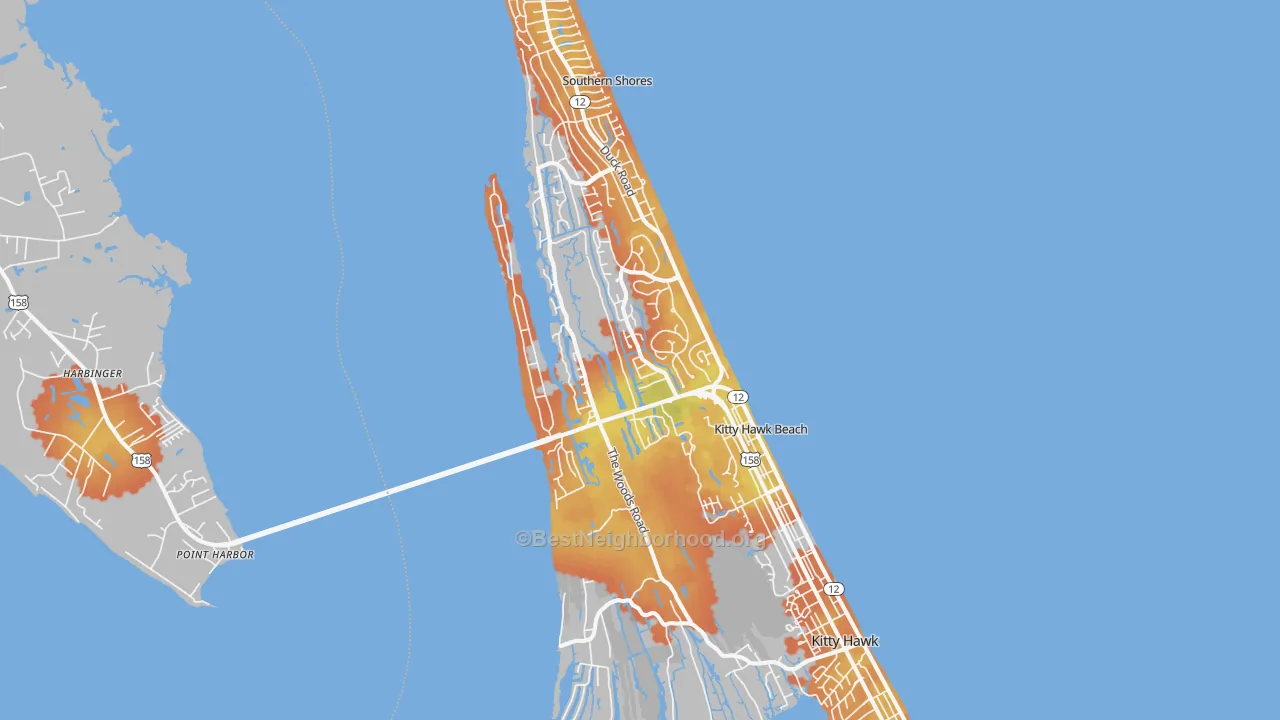 Bike Grade map of 27949, NC
