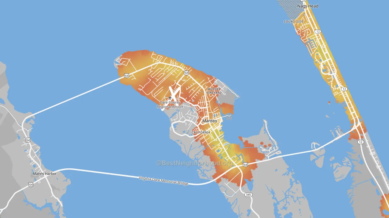 Bike Grade map of 27954, NC